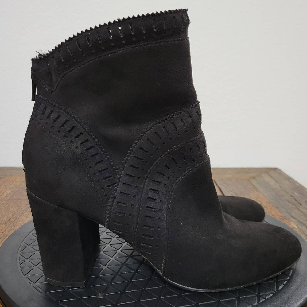 Studio Isola Zipup Block Heel Laser Cut Booties
